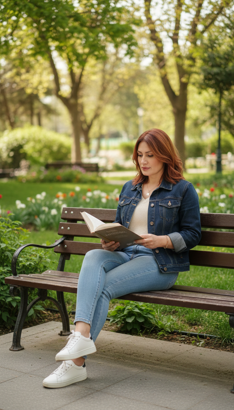 Sıdıka Boyacıoğlu parkta kitap okurken