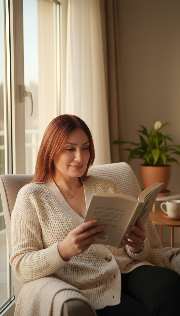 Sıdıka Boyacıoğlu kitap okurken